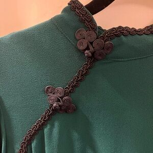 Reformation Green Mini Dress with Black Accents